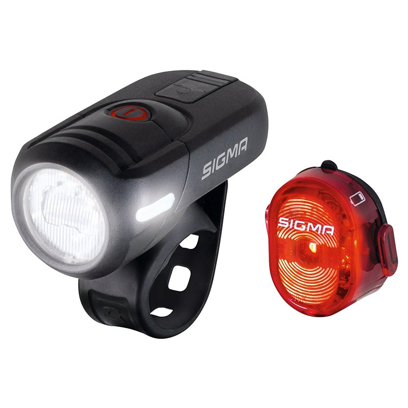Éclairage Vélo Usb Kit Sigma Aura 45 Micro Set - Nugget Ii (Autonomie 3H Mode Standard Et 6H Mode Eco) Noir - Homologué 