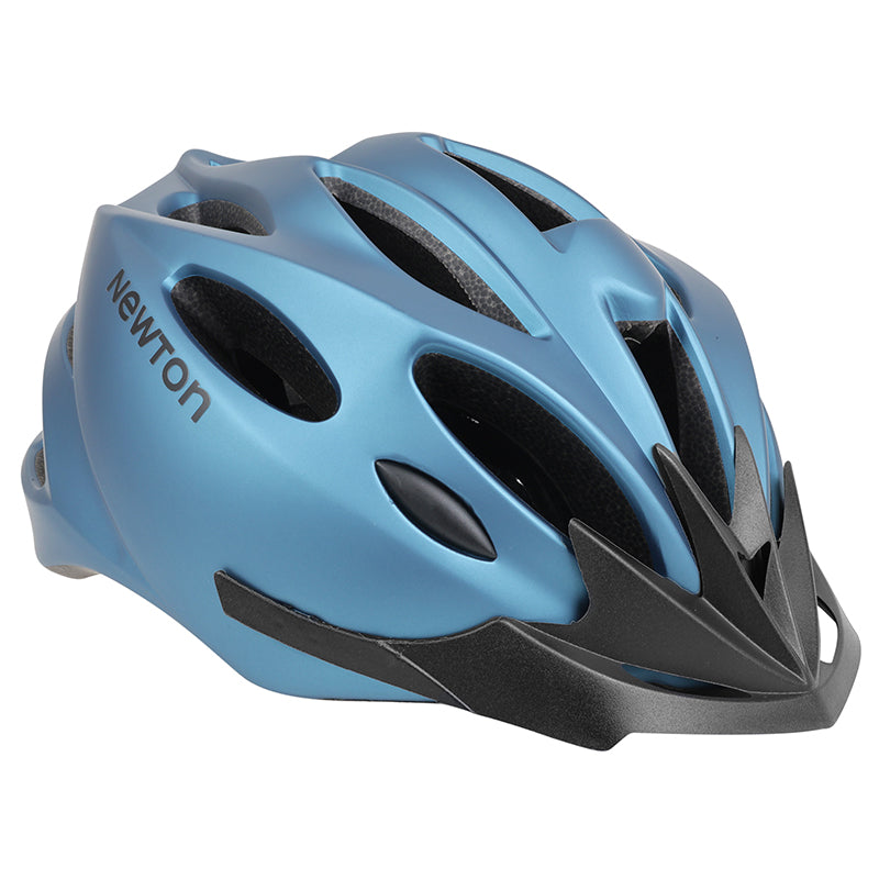 Casque Vélo Adulte Newton Route-VTT Sport Bleu Mat In-Mold Fermeture Boucle Fidlock Taille 58-61 Avec Visiere Et Lock (V