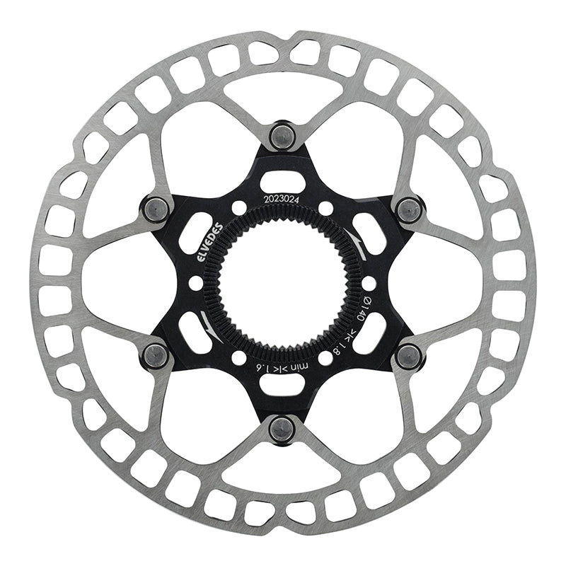 Disque De Frein Route - VTT Centerlock Elvedes 140 mm Acier Argent - Alu Noir (Ultra-Léger 99 G) -Épaisseur 1.8 mm-