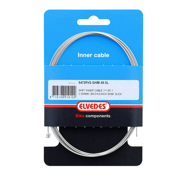 Câble De Dérailleur Elvedes INOX D1.1 mm L2,25M Compatible Shimano-Sram 49 Brins (Vendu A L'Unite Sur Carte)