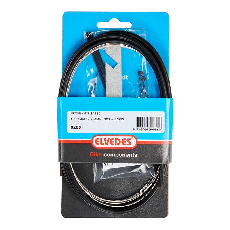 Transmission Pour Moyeu Nexus 4V-7V-8V Elvedes Gaine 2,25M Noir Et Câble 2,00M INOX (Kit Transmission 1Câble-1 Gaine)