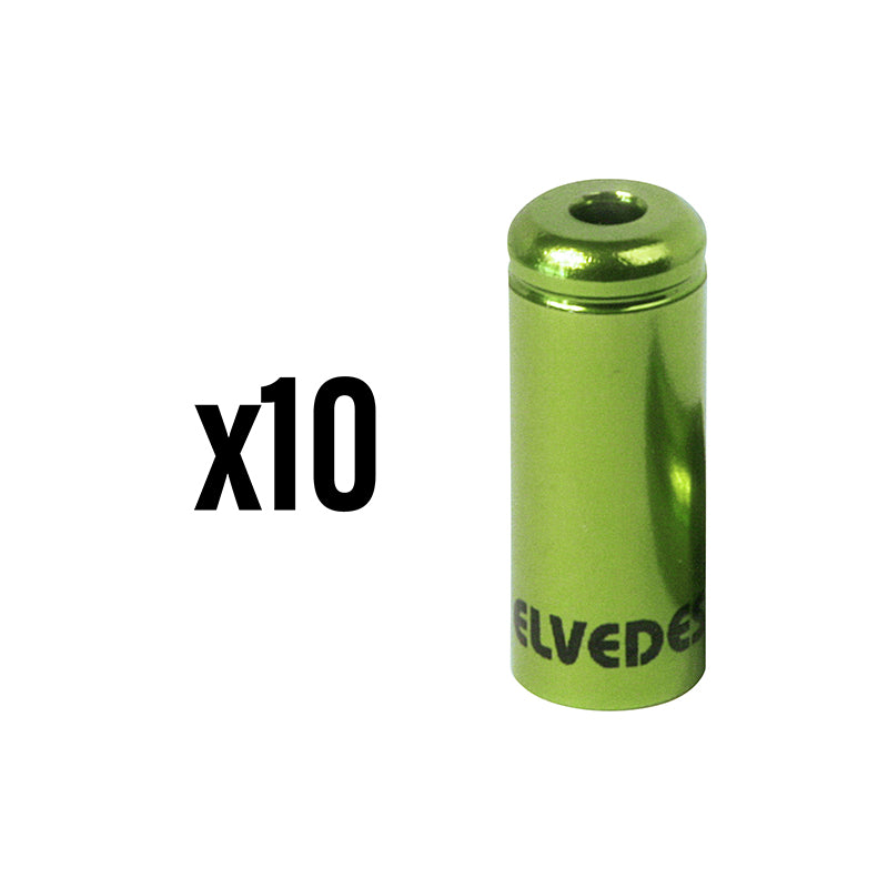 Embout De Gaine De Frein 5 mm Alu Vert Étanche (Vendu Par 10) -Elvedes-