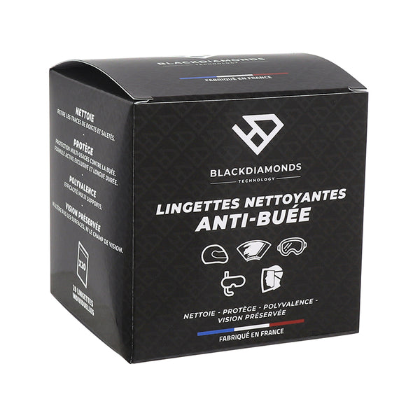 Lingettes Anti-Buee Nettoyantes Blackdiamonds Pour Ecran-Visiere De Casque, Masque De Cross (Boite De 10 Lingettes Indiv