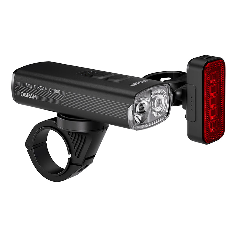 Éclairage Vélo Usb Kit Osram LED Route Multi Beam X 1000 Lumen Noir Fonction Éclairage Automatique-Mode Flash- Feu Stop-