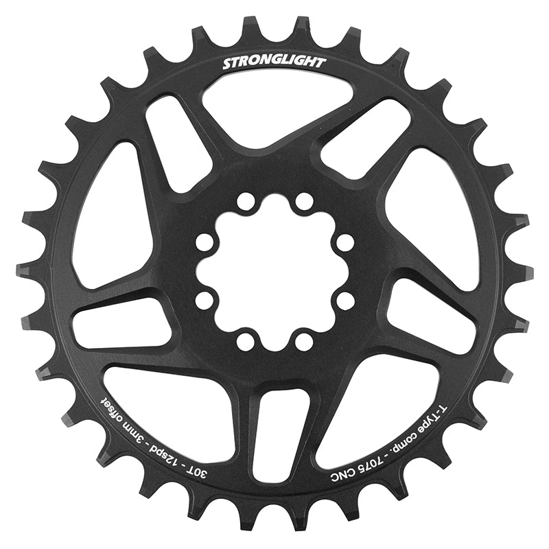 Plateau VTT Direct Mount 8 Trous Pour Sram Sx-Nx-Gx Stronglight Mono Alu Noir 30 dents - 12V. Narrow Wide (Deport 3 mm)