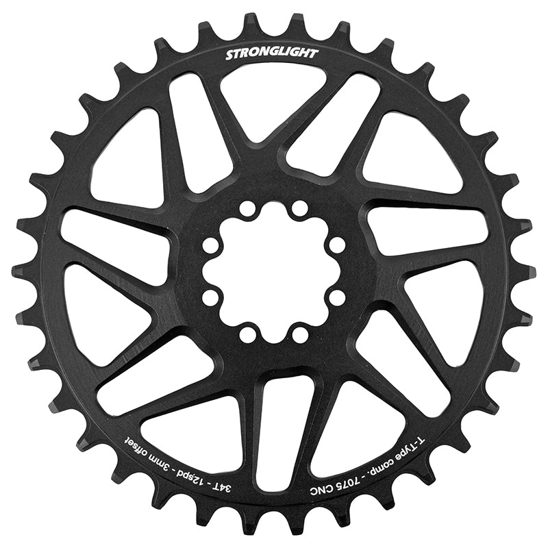 Plateau VTT Direct Mount 8 Trous Pour Sram Sx-Nx-Gx Stronglight Mono Alu Noir 34 dents - 12V. Narrow Wide (Deport 3 mm)