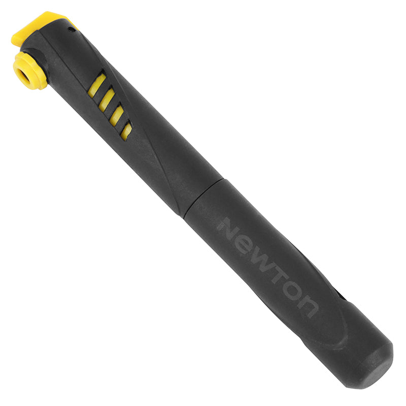 Pompe Mini Route-VTT Newton Résine Noir-Jaune 8 Bars L205 mm Vp-Vs Avec Fixation Porte Bidon 87G
