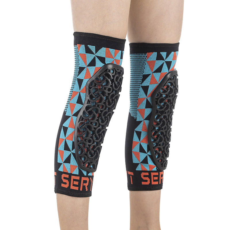 Protection Genouilleres VTT Seryt Junior Flow Arlecchino Antibacterien, Antiderapante, Sans Couture Bleu-Vert S-M (Vendu