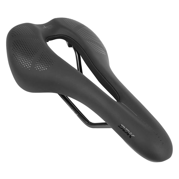 Selle Newton VTT - Gravel Noir Ergometric Avec Trou Central 269X140 mm Rail Acier Noir