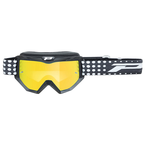 Masque-Lunettes Cross Progrip 3201 Fl Atzaki Multilayered Noir Mat Ecran Miroir Jaune Anti-Rayures-Anti U.V. Compatible 