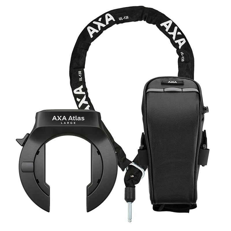 Antivol Vélo Fer A Cheval Axa Atlas Large Noir Avec Chaîne Plug Diam 5.5 mm 1.30M (Clé Retractable) - Sécurité Niveau 14