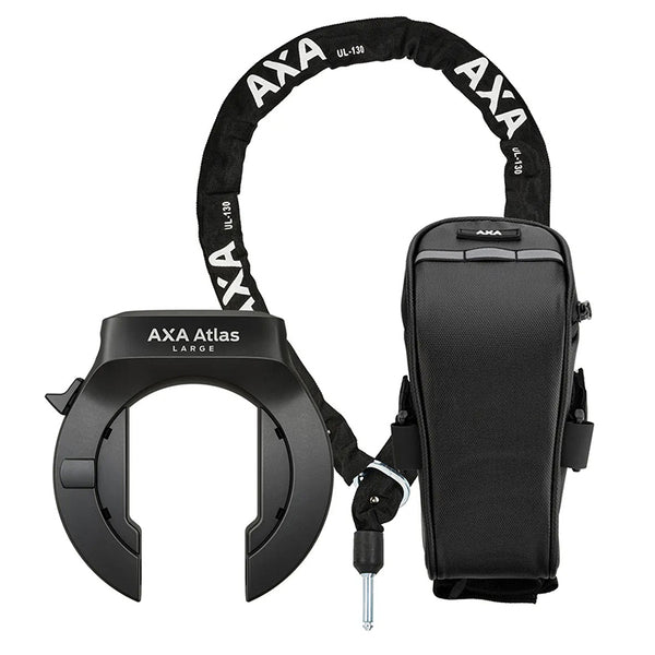 Antivol Vélo Fer A Cheval Axa Atlas Large Noir Avec Chaîne Plug Diam 5.5 mm 1.30M (Clé Retractable) - Sécurité Niveau 14