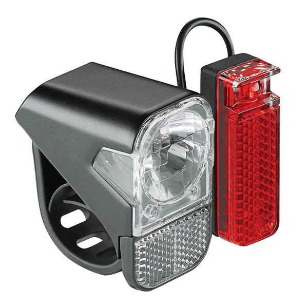 Éclairage Vélo A Pile Kit Axa Visto 3 Leds Noir Avec Interrupteur Livre Avec 3 Piles Aaa Et Fixations - Homologué