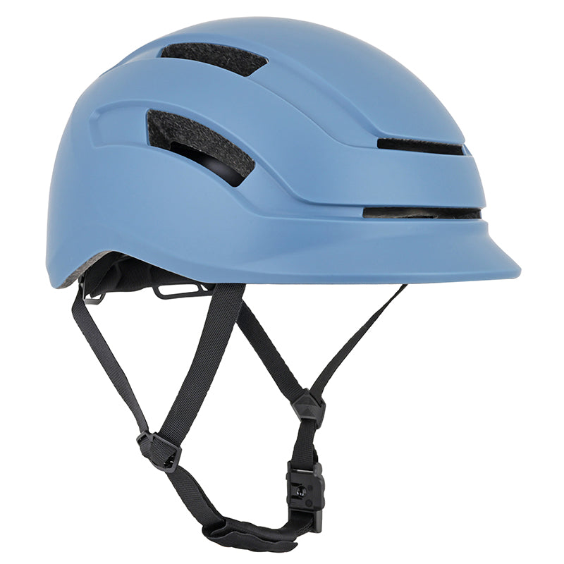 Casque Vélo Adulte Newton Urbain Commuter Bleu Mat Taille 59-61 Réglage Molette - Éclairage Arrière Usb 290 G -Inclus Câ