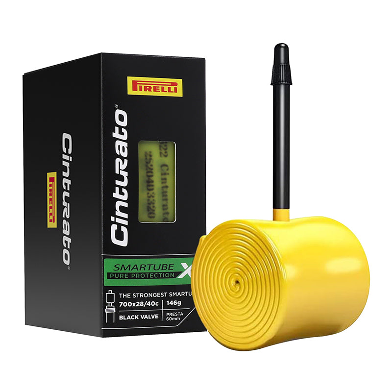 Chambre A Air Vélo 700 X 28-40 Pirelli Cinturato Smartube Tpu Valve Presta Jaune - Noir 60 mm