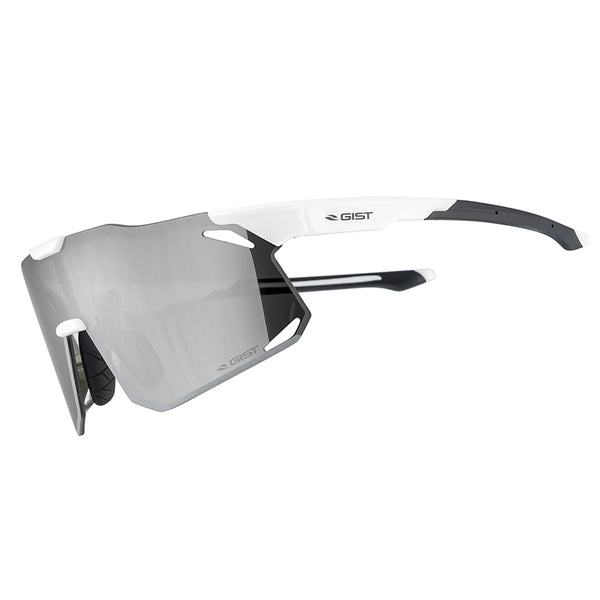 Lunettes Vélo Adulte Gist Eclipse Monture Blanc Verre Fume Polycarbonate (Protection 100% Contre Uva, Uvb, Uvc Et Lumièr