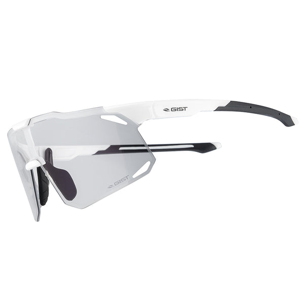 Lunettes Vélo Adulte Gist Eclipse Monture Blanc Verres Photocromiques Qui S'Adaptent Automatiquement A La Luminosite Pro
