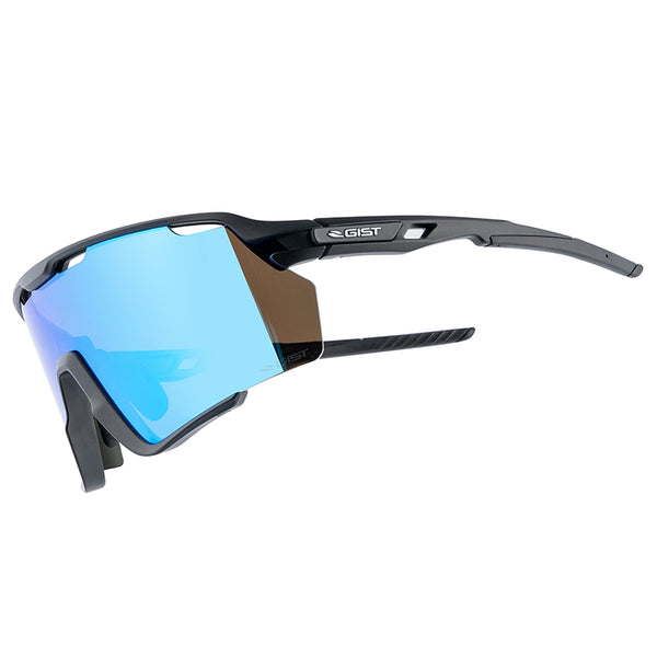 Lunettes Vélo Adulte Gist Nova Monture Noir Verre Bleu Polycarbonate (Protection 100% Contre Uva, Uvb, Uvc Et Lumière Bl