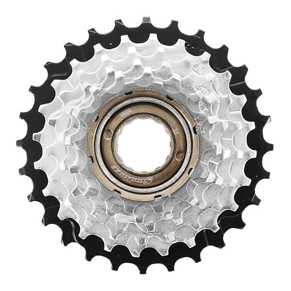 Roue Libre 6V. Sunrace 14-28 Argent-Noir Indexee (En Boite)