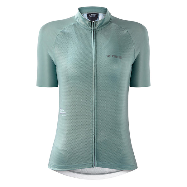 Maillot Gist Lady - Femme Manches Courtes Kin Zip Total Vert Sauge XS