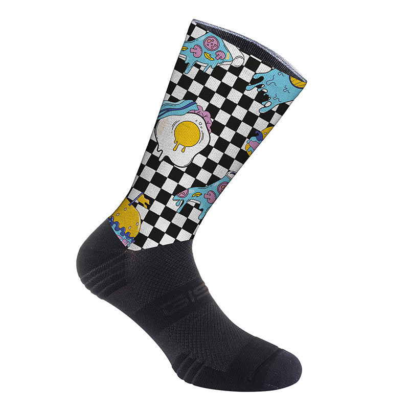 Chaussettes - Socquettes Été Gist Range Pit Stop Damier Noir Et Blanc Covering Food 38-42 Ecologique - Hauteur 22 cm (Pa