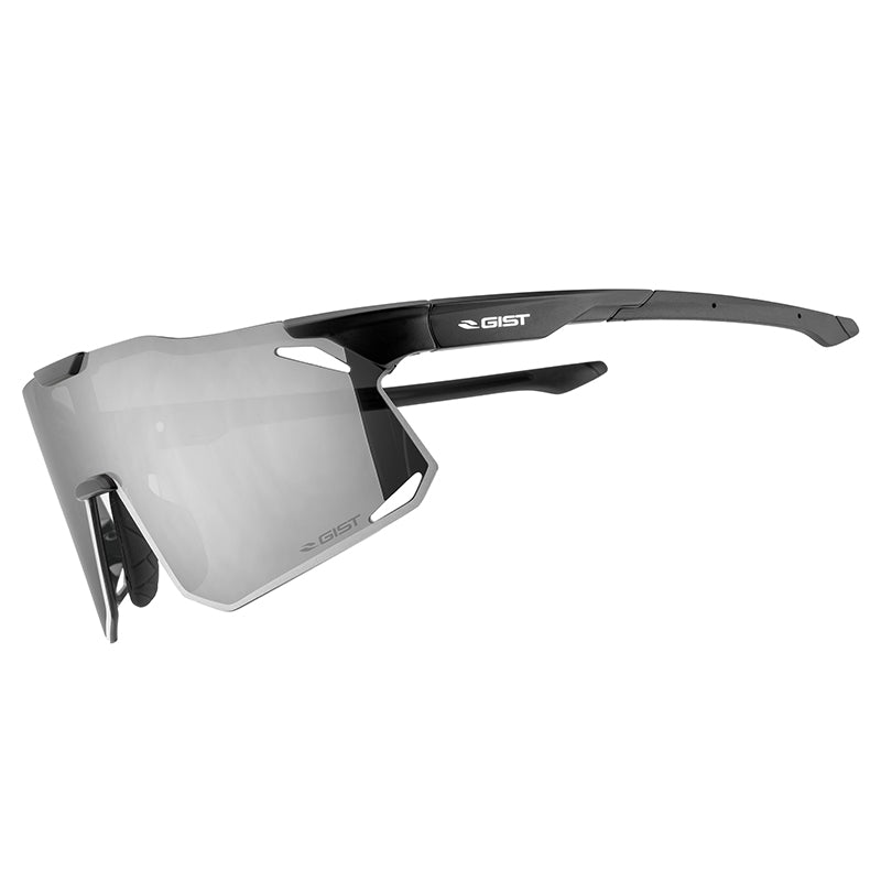 Lunettes Vélo Adulte Gist Eclipse Monture Noir Verre Fume Polycarbonate (Protection 100% Contre Uva, Uvb, Uvc Et Lumière