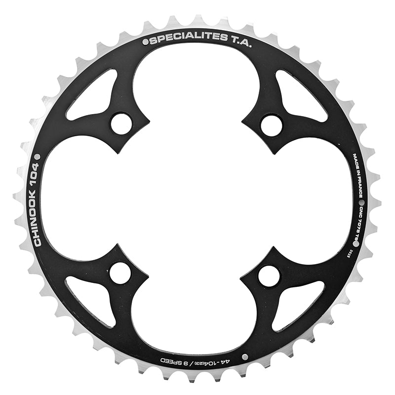 Plateau VTT 4 branches Ã˜ 104 Ta Chinook Triple 44 dents Extérieur Noir Alu Pour Shimano - Sram - Race Face - Fsa 8-9V.