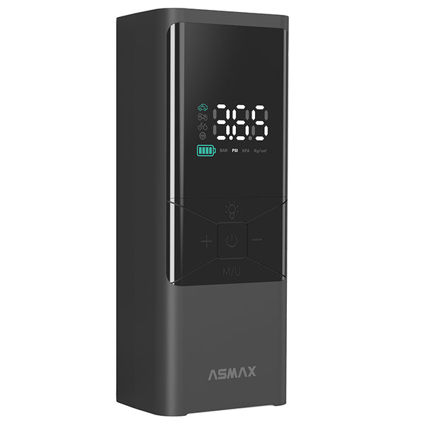 Compresseur-Gonfleur-Pompe Portable Universel Asmax T40 Digital 150 Psi 10 Bars Max (Fonction Power Bank, Éclairage, Det