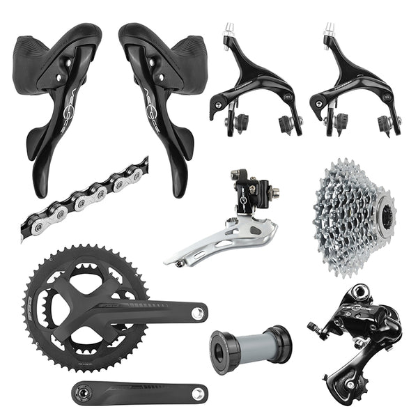 Groupe Route Campagnolo Veloce 10V. Avec Levier-Manette Frein Patin, Dérailleurs Avant + Arrière, Cassette 13-29, Chaîne