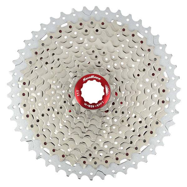 Cassette 11V. Sunrace Mx8 11-46 VTT Pour Shimano Metallic Argent (Livre En Boite) (11-13-15-18-21-24-28-32-36-40-46)