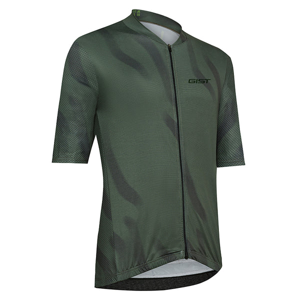 Maillot Gist Dust Manches Courtes Zip Total Vert Militaire L