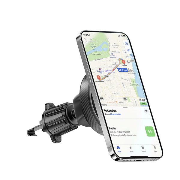 Support Smartphone-Telephone Rixus Universel Rond Magnetique Rotation 360Â° Gris Fixation Grille Ventilation Voiture (Ve