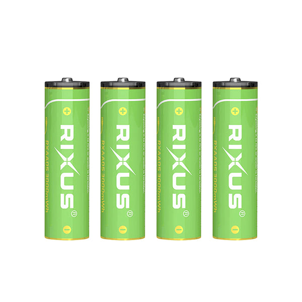 Pile Rechargeable Lr06 1.5V Rixus Lithium-Ion Aa 3000 Mwh (Vendu Par 4) Inclus Câble Usb-C - Rxaa05-