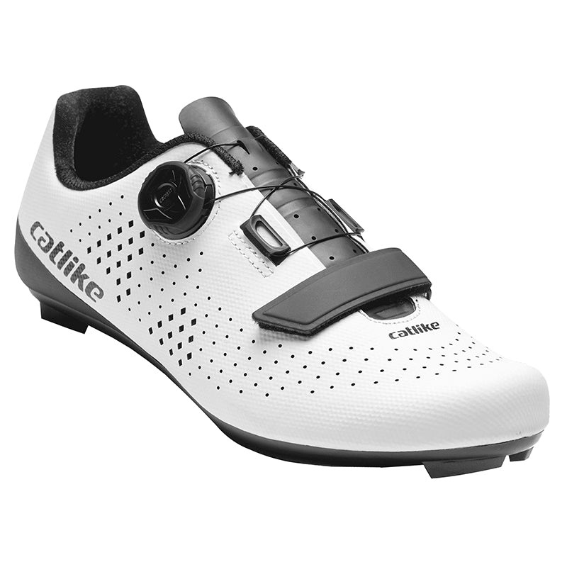 Chaussure Route Catlike Kompact'O R Blanc T39 Fixation Molette Micrometrique Atop-Velcro Compatible Look-Shimano (Paire)