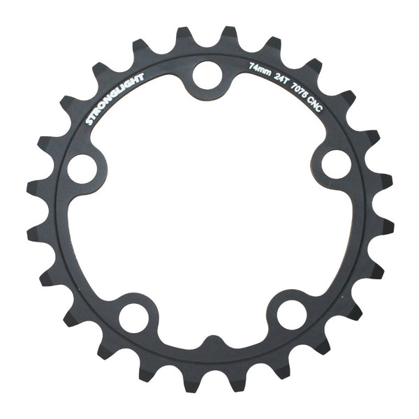 Plateau Route 5 branches Ø 74 Stronglight 24 dents Triple Noir Alu 7075 9-10V.