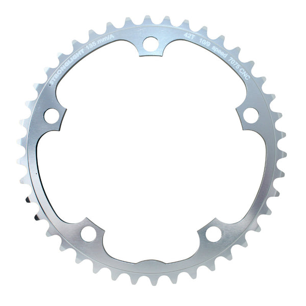 Plateau Route 5 branches Ø 135 Stronglight 42 dents Intérieur Campagnolo Argent Alu 7075 (Axe Carré) 9-10V.