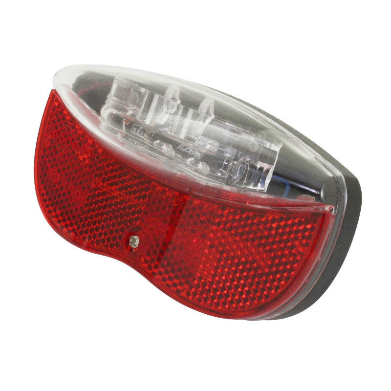 Éclairage Vélo A Pile Arrière Sur Porte-Bagages 2 Leds Rouge (Livre Avec Piles) Entraxe 80 mm