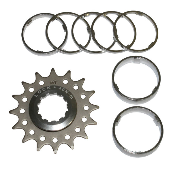 Kit Adaptation Single Speed Pour Pignon 16 dents Sur Corps Cassette Type Shimano (Avec Entretoises)