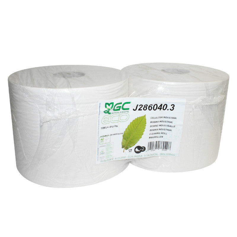 Papier Bobine Essuie-Main Blanc Minerva A Usage Professionnel Double Épaisseur (2 Bobines - 1000 Feuilles)