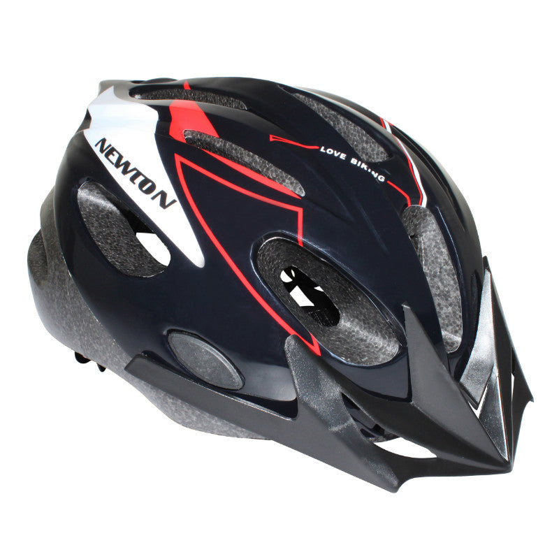 Casque Vélo Enfant Junior Newton Crossride Noir-Rouge Avec Visiere Et Lock Taille 53-55 (Vendu En Boite)