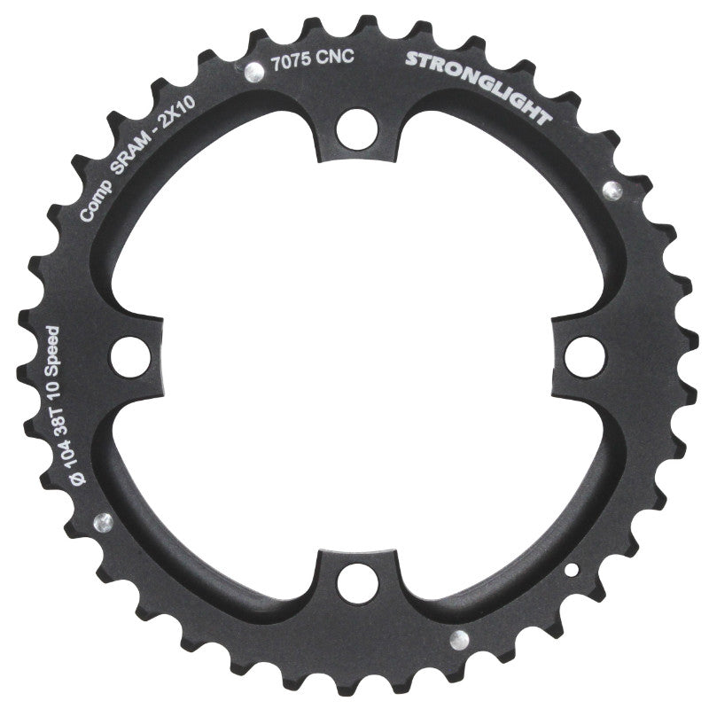 Plateau VTT 4 branches Ø 104 Pour Sram Xo Filete 10V. Stronglight Double 38 dents Extérieur Noir - Épaisseur 5 mm Filete