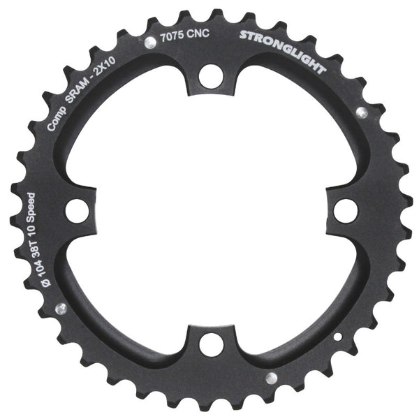 Plateau VTT 4 branches Ø 104 Pour Sram Xo Filete 10V. Stronglight Double 38 dents Extérieur Noir - Épaisseur 5 mm Filete