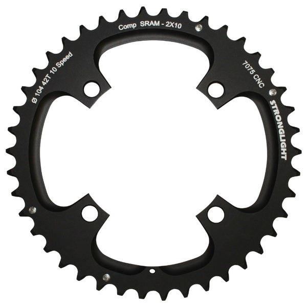 Plateau VTT 4 branches Ø 104 Pour Sram Xo Filete 10V. Stronglight Double 42 dents Extérieur Noir - Épaisseur 5 mm Filete