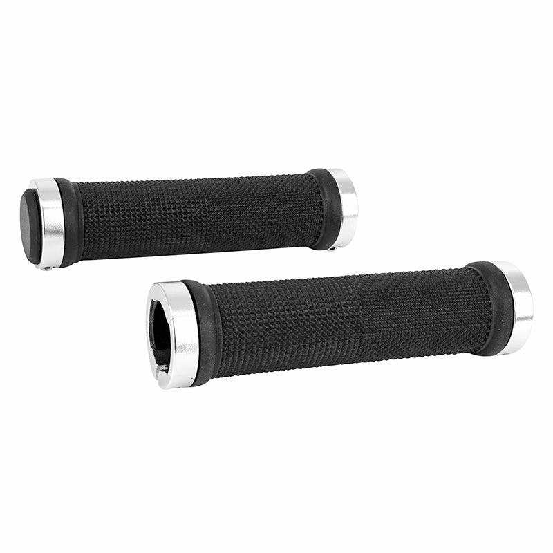 Poignée City-VTT Newton Grip Diamants Noir Double Collier Chc Argent L130 mm (Paire)