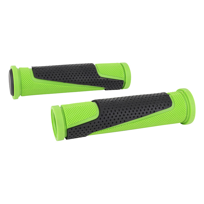 Poignée VTT Newton Bi-Matiere Vert-Noir L130 mm (Paire)