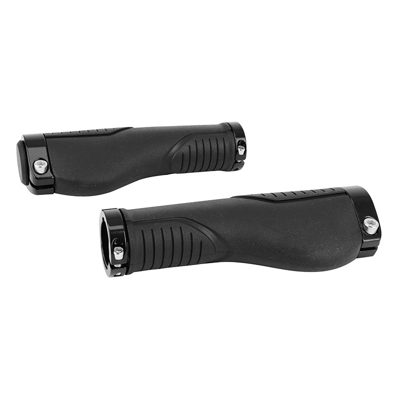 Poignée City-VTT Newton Ergonomique Bi-Matiere Noir Double Collier Chc L140 mm (Paire)