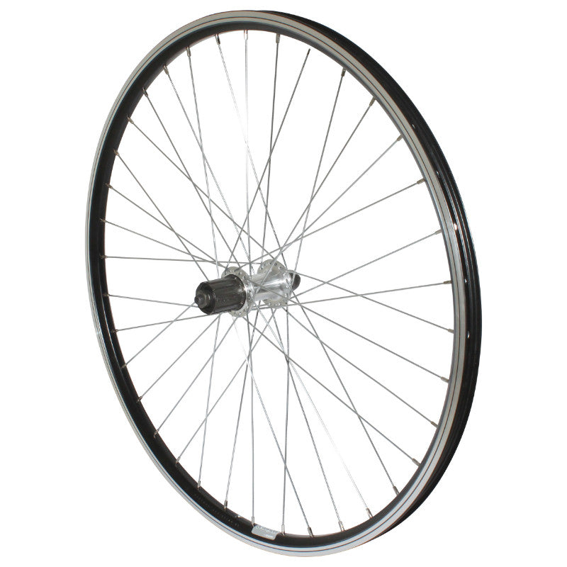 Roue VTT Patin Blocage 26" P2R Arrière Noir Double Paroi Moyeu Alu Cassette 9-8V