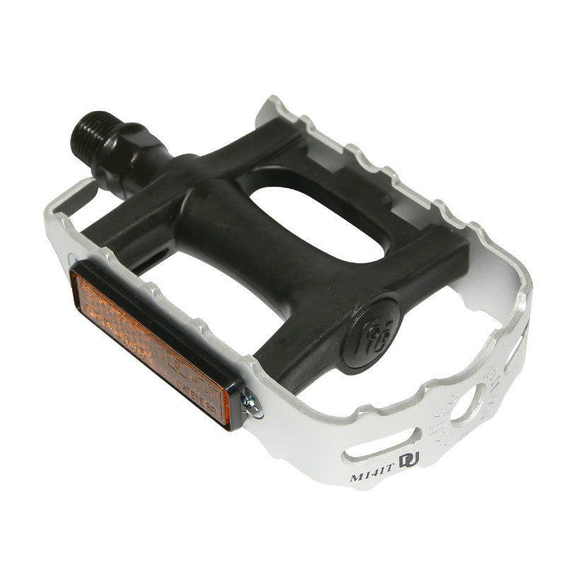 Pédale VTT Newton Résine Noir Cage Alu Argent 9-16" Roulement Du (Paire)