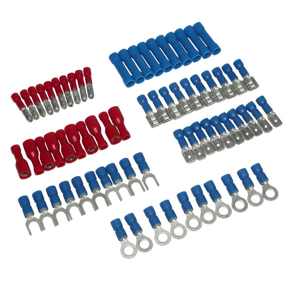 Cosse Électrique Pré-Isolee Universelle Bleu + Rouge Pour Fil 0,5 À 2,5 Mm² (Assortiment Sachet De 70 Pieces) -P2R-
