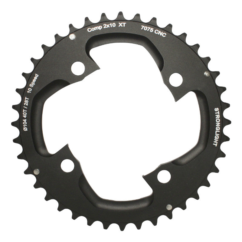 Plateau VTT 4 branches Ø 104 Pour Shimano Xt M785 Stronglight Double 40 dents Extérieur Noir (Pour Intérieur 28 dents) N